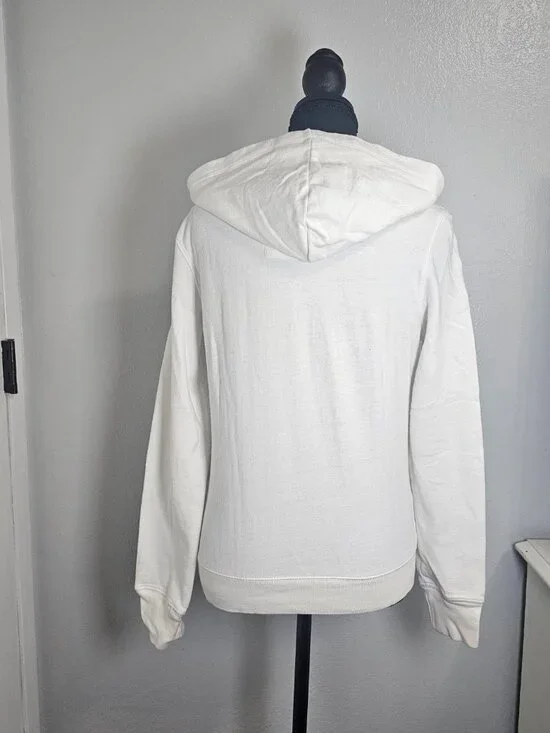 Aeropostale White Pullover Hoodie Sweatshirt with Pocket - Size Medium - Picture 3 of 6